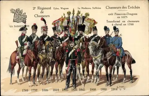 Künstler Ak 2. Regiment der Chasseurs, Chasseurs des Eveches, la Sabretache