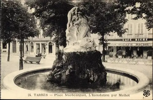 Ak Tarbes Hautes Pyrénées, Place Maubourguet, Die Flut von Mathot