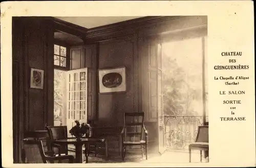 Postkarte La Chapelle d&#39;Aligne Sarthe, Château des Gringuenières, Wohnzimmer