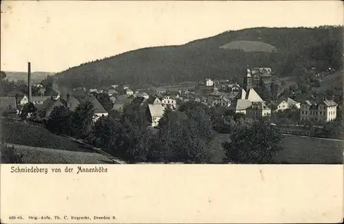 Ak Schmiedeberg im Erzgebirge, Ort von der Annenhöhe gesehen