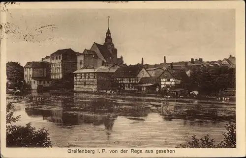 Ak Gryfice Greifenberg Pommern, Teilansicht von der Rega aus