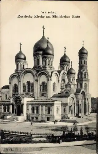 Ak Warszawa Warschau Polen, Russische Kirche am Sächsischen Platz