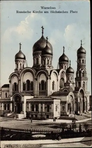 Ak Warszawa Warschau Polen, Russische Kirche am Sächsischen Platz