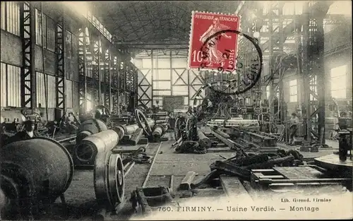 Ak Firminy Loire, Usine Verdie, Montage