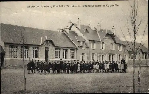 Ak Alençon Orne, Faubourg Courteille, die Schulgruppe