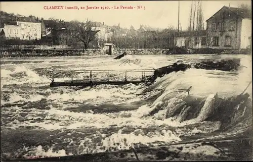 Ak Clamecy Nièvre, Überschwemmung 1910, Pertuis
