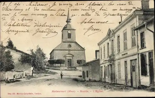 Ak Malancourt Lorraine Meuse, Rathaus, Kirche