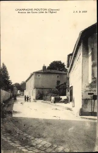 Ak Champagne Mouton Charente, Avenue des Gares