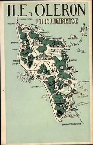 Landkarten Ak Ile d'Oléron Charente Maritime, Ile d'Aix, Saint Pierre