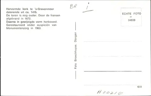 Ak 's Gravenmoer Nordbrabant, Hervormde Kerk