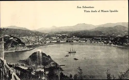 Ak Donostia San Sebastian Baskenland, Panorama vom Monte Igueldo aus