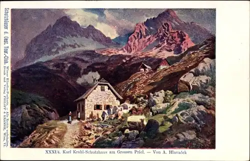 Künstler Ak Hlavacek, A., Melk Niederösterreich, Karl Krahl Schutzhaus am Großen Priel