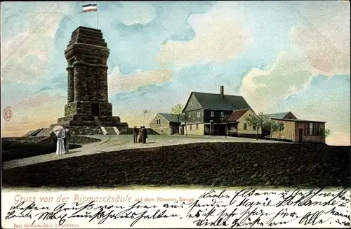 Ak Ronneburg in Thüringen, Bismarcksäule auf dem Reuster Berge