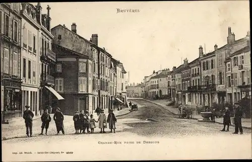 Ak Bruyères Vosges, Grande Rue prise de Dessous