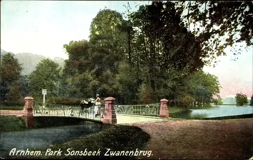 Ak Arnhem Gelderland Niederlande, Park Sonsbeek Zwanenbrug