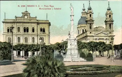 Ak Rosario Argentinien, Party am Plaza Mayo, Municipalidad