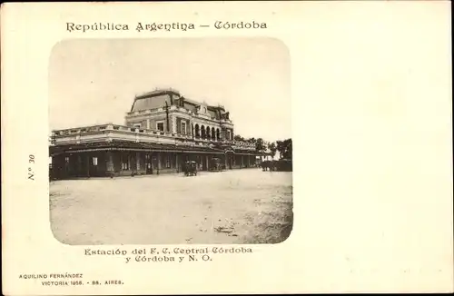 Ak Córdoba Argentinien, Bahnhof, Außenansicht