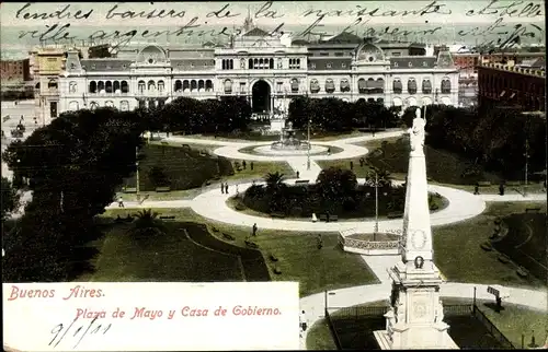 Ak Buenos Aires Argentinien, Plaza de Mayo und Casa de Cobierno