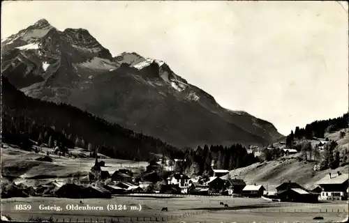 Ak Gstaad Saanen Kanton Bern, Gesamtansicht mit Oldenhorn