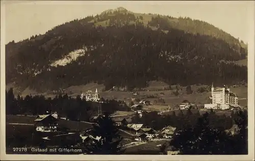 Ak Gstaad Saanen Kanton Bern, Gesamtansicht mit Gifferhorn