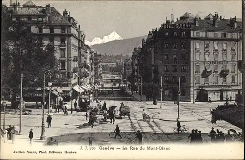 Ak Genf Genf Schweiz, Rue du Mont Blanc, Hotel Suisse