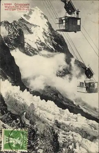 Ak Grindelwald Kt. Bern, Wetterhorn Aufzug mit Eiger