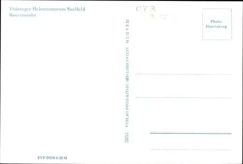 Ak Saalfeld an der Saale Thüringen, Thüringer Heimatmuseum, Bauernstube