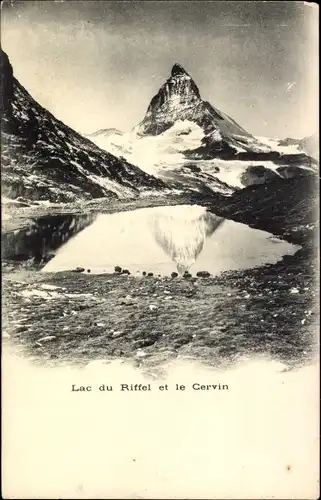 Ak Zermatt Kanton Wallis, Riffelalp, See und Matterhorn