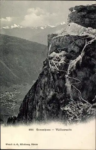 Ak Gemmi Leukerbad Kanton Wallis, Gemmipass, Walliserseite