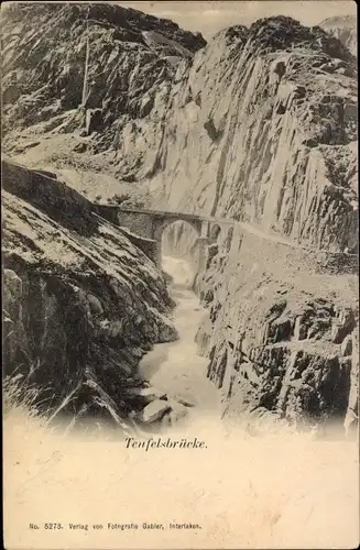 Ak Göschenen Kanton Uri, Schöllenen, Teufelsbrücke