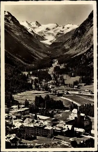 Ak Pontresina Kanton Graubünden Schweiz, Ansicht mit Rosegtal