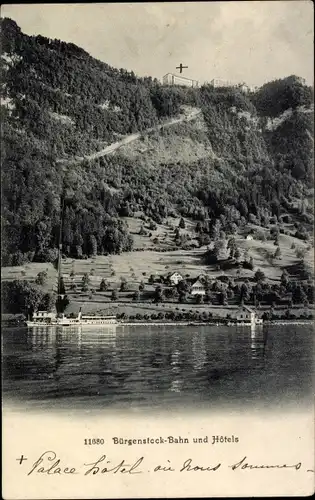 Ak Bürgenstock Kanton Nidwalden, Bahn und Hotels