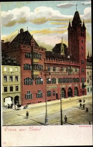 Ak Basel Bâle Stadt Schweiz, Rathaus