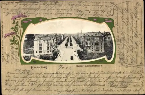 Jugendstil Ak Braunschweig in Niedersachsen, Blick in die Kaiser Wilhelm Straße