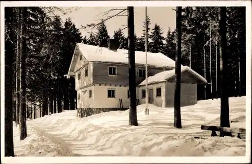 Ak Braunschweig in Niedersachsen, Erholungsheim, Fliegerschule, Winter, Wald