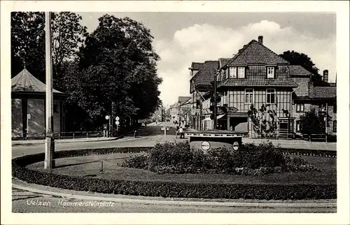 Ak Uelzen in Niedersachsen, Partie am Hammersteinplatz, Kreisverkehr