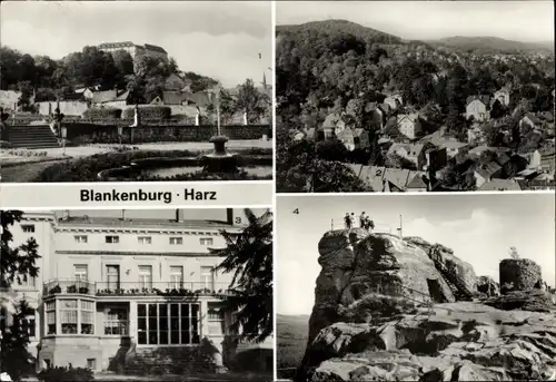 Ak Blankenburg am Harz, Terrassengarten mit Blick zum Schloss, Teufelsbad, Burgruine Regenstein