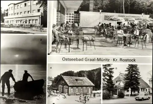 Ak Ostseebad Graal Müritz, Konsum-Gaststätte Waldperle, Fischer am Strand, Broiler-Gaststätte