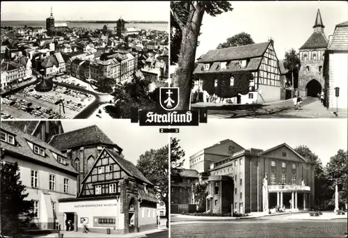 Ak Stralsund in Vorpommern, Kütertor und Jugendherberge, Kulturhistorisches Museum, Theater