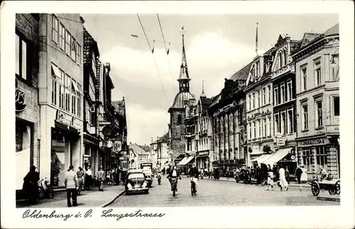 Ak Oldenburg im Großherzogtum Oldenburg, Langestraße, Passanten, Geschäfte, Autos