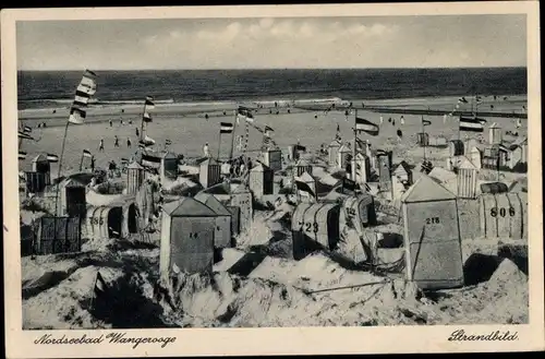 Ak Nordseebad Wangerooge in Ostfriesland, Strandbild, Strandkörbe, Badegäste