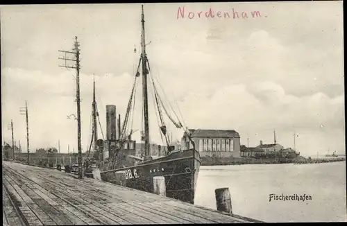 Ak Nordenham in Oldenburg Niedersachsen, Fischereihafen, Schiff