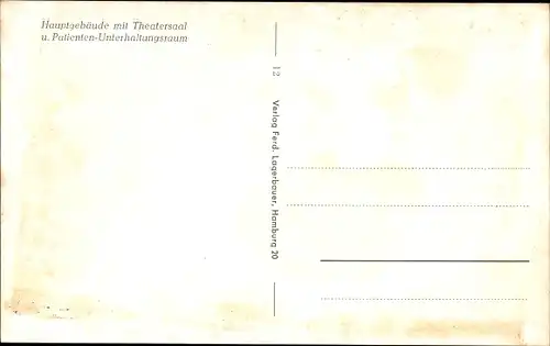 Ak Wursterheide Nordholz Wurster Nordseeküste, D.R.K. Krankenanstalten, Hauptgebäude, Theatersaal