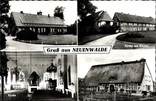 Ak Neuenwalde Geestland Niedersachsen, Kirche mit Kloster, Pfarrhaus, Innenansicht der Kirche