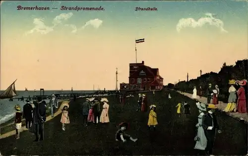 Ak Bremerhaven, Strandpromenade, Strandhalle