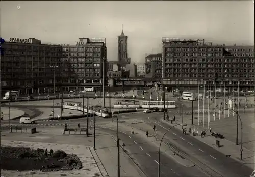 Ak Berlin Mitte, Alexanderplatz, Rathaus, Straßenbahnen