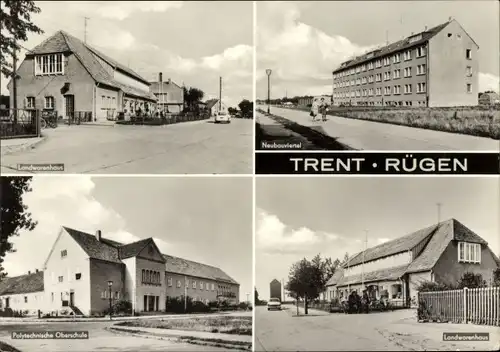 Ak Trent auf Rügen, Landwarenhaus, Neubauviertel, Polytechnische Oberschule