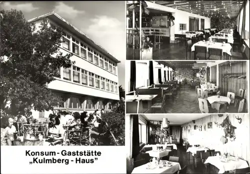 Ak Dorfkulm Unterwellenborn in Thüringen, Konsum-Gaststätte Kulmberg-Haus, Gnomenbar