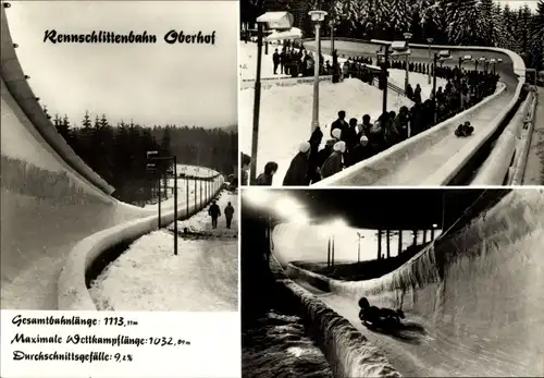 Ak Oberhof im Thüringer Wald, Rennschlittenbahn