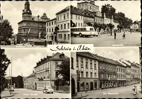 Ak Schleiz im Vogtland Thüringen, Neumarkt, Hofer Straße, Rathaus